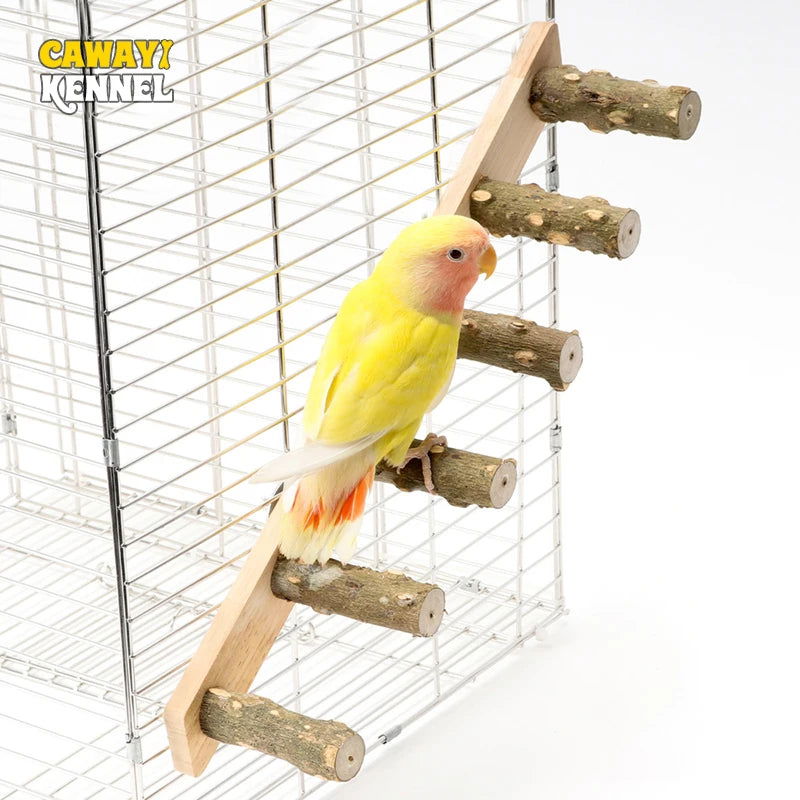 4/6 Steps Wood Ladder Pet Interactive Bird Parrot Toy Ladder for Hamster Cage Funny Grinding Stick Climbing Toy Bird Accessories - Slobuy