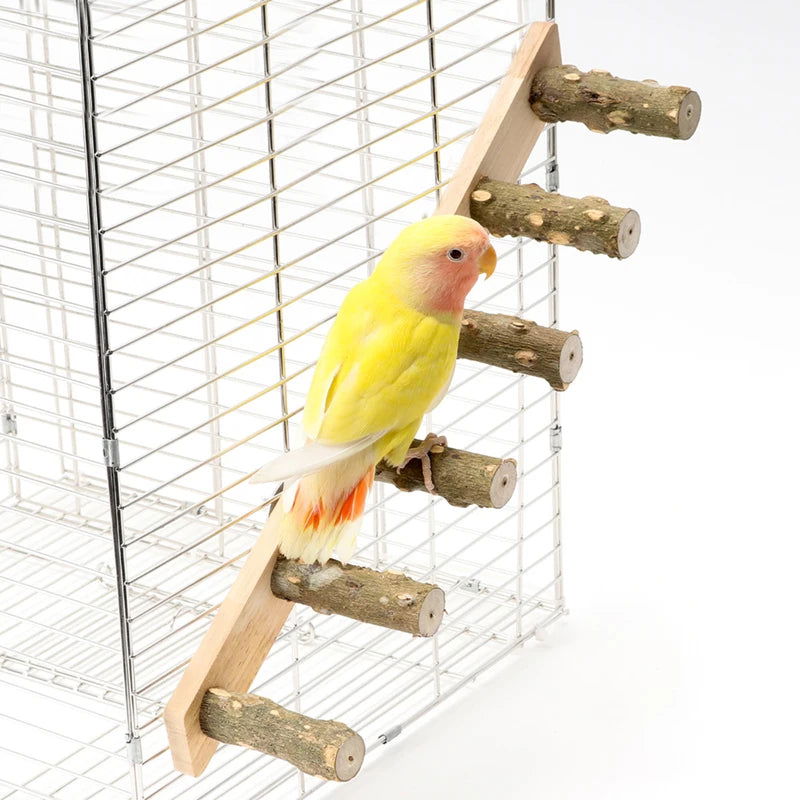 4/6 Steps Wood Ladder Pet Interactive Bird Parrot Toy Ladder for Hamster Cage Funny Grinding Stick Climbing Toy Bird Accessories - Slobuy