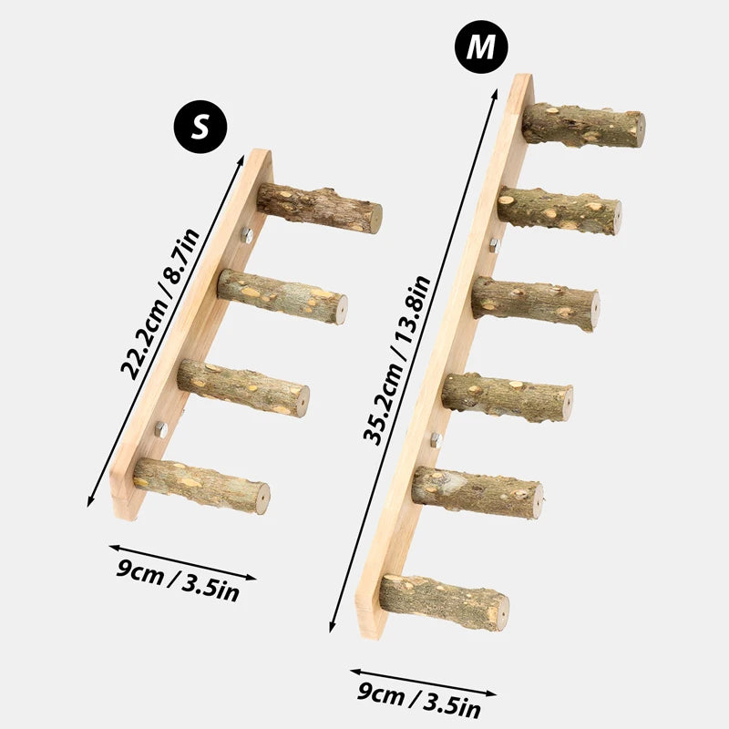 4/6 Steps Wood Ladder Pet Interactive Bird Parrot Toy Ladder for Hamster Cage Funny Grinding Stick Climbing Toy Bird Accessories - Slobuy