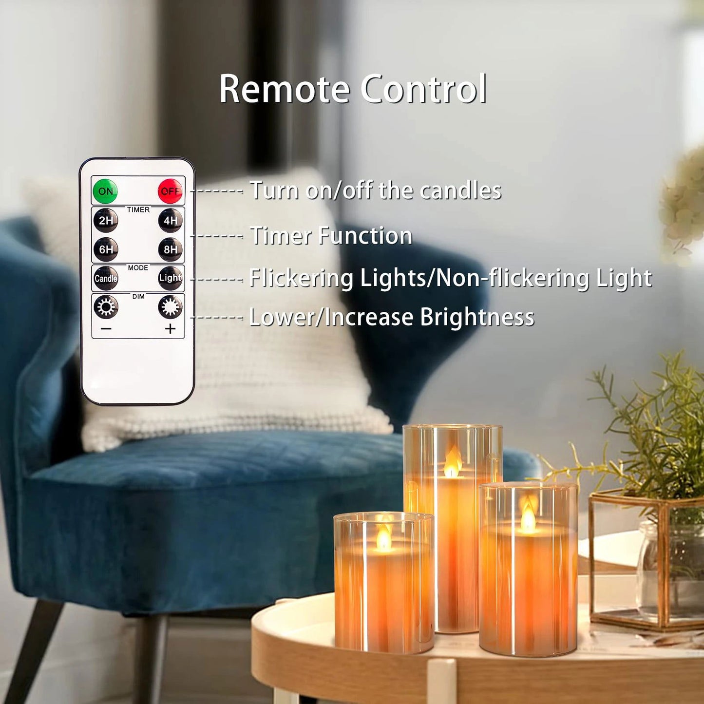 3Pcs Set 4/5/6 inches Led Flameless Electric Candles Lamp Real Wax Glass Battery Flickering Fake Tealight Candle for Wedding - Slobuy