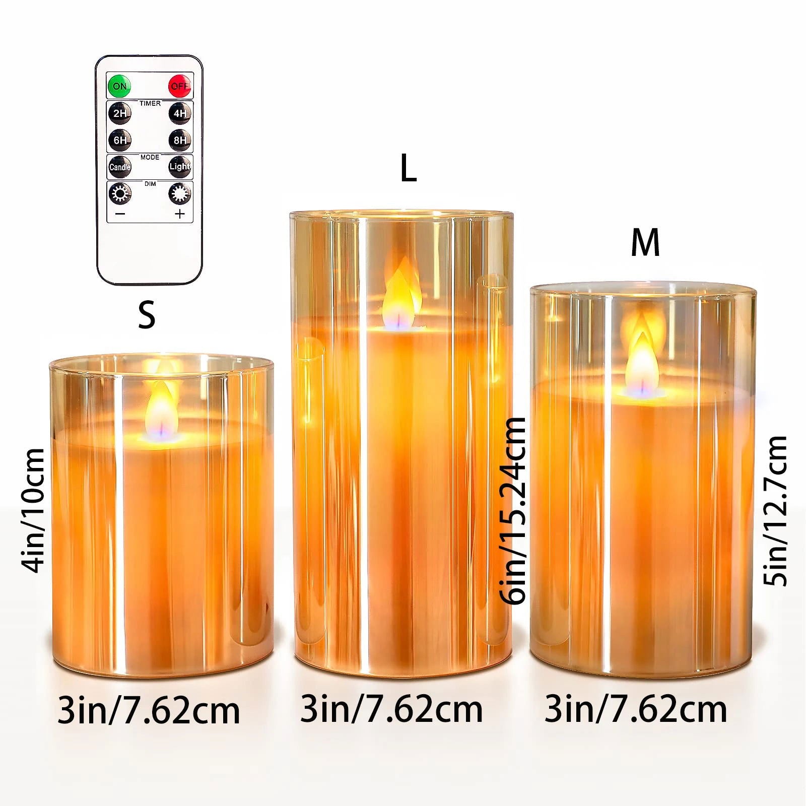 3Pcs Set 4/5/6 inches Led Flameless Electric Candles Lamp Real Wax Glass Battery Flickering Fake Tealight Candle for Wedding - Slobuy