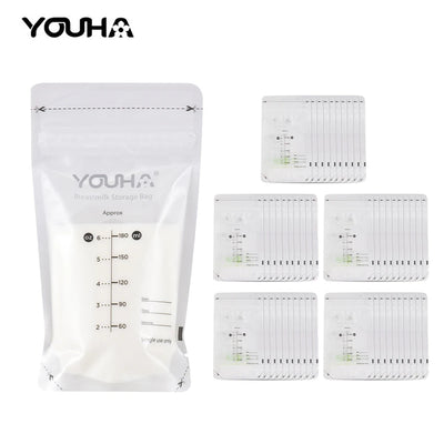 YOUHA Breastmilk Storage Bags Milk Storing Bags for Breastfeeding 180ml/6oz Capacity Pre-Sterilized BPA Free Double Zipper Seal - Slobuy