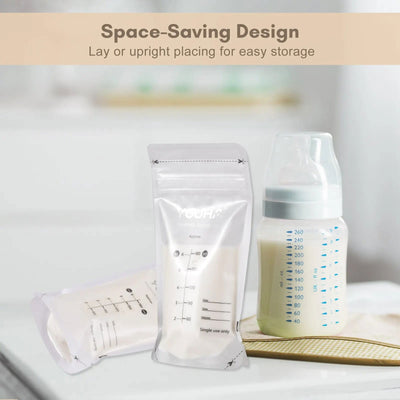 YOUHA Breastmilk Storage Bags Milk Storing Bags for Breastfeeding 180ml/6oz Capacity Pre-Sterilized BPA Free Double Zipper Seal - Slobuy