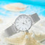 6pc Simple Silver Quartz Watch With Bracelet For Women Casual Fashion Round Simple Silver Watch Dainty Wheat Bracelets Set - Slobuy