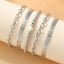6pc Simple Silver Quartz Watch With Bracelet For Women Casual Fashion Round Simple Silver Watch Dainty Wheat Bracelets Set - Slobuy