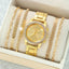 6pc Simple Silver Quartz Watch With Bracelet For Women Casual Fashion Round Simple Silver Watch Dainty Wheat Bracelets Set - Slobuy