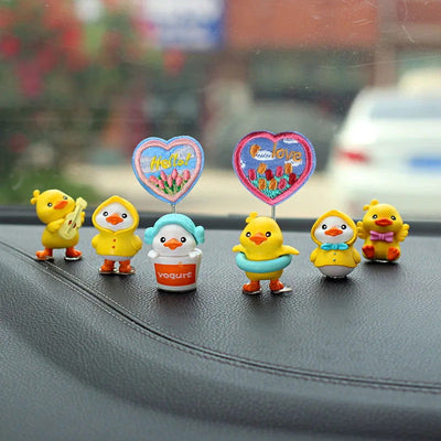 6pcs Anime Figure Little Yellow Duck Model Decor Cute Car mounted Ornaments Auto Interior Dashboard Accessories for Girls Gifts - Slobuy