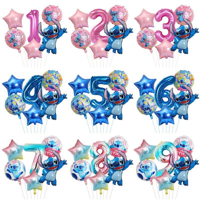 6pcs Disney Lilo & Stitch Party Balloons Stitch 32" Number Balloon set Baby Shower Birthday Party Decorations Kids Toy Gifts - Slobuy