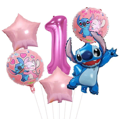 6pcs Disney Lilo & Stitch Party Balloons Stitch 32" Number Balloon set Baby Shower Birthday Party Decorations Kids Toy Gifts - Slobuy
