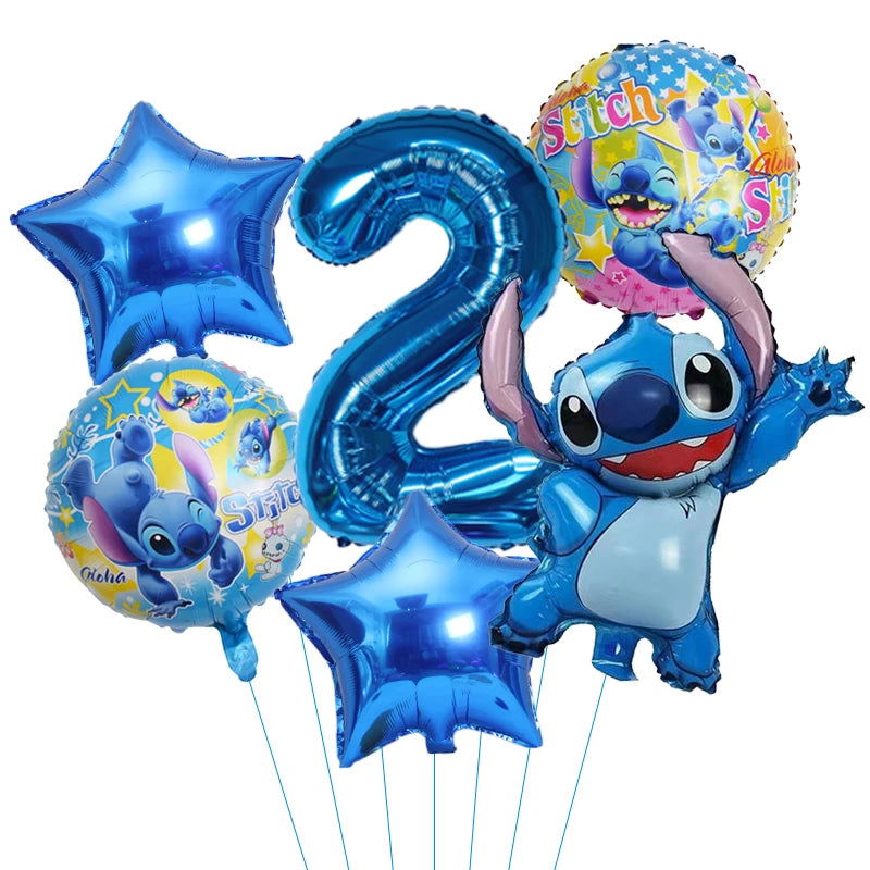 6pcs Disney Lilo & Stitch Party Balloons Stitch 32" Number Balloon set Baby Shower Birthday Party Decorations Kids Toy Gifts - Slobuy
