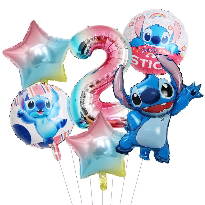 6pcs Disney Lilo & Stitch Party Balloons Stitch 32" Number Balloon set Baby Shower Birthday Party Decorations Kids Toy Gifts - Slobuy