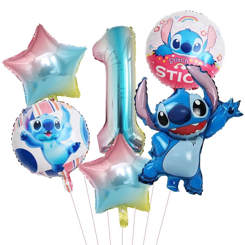6pcs Disney Lilo & Stitch Party Balloons Stitch 32" Number Balloon set Baby Shower Birthday Party Decorations Kids Toy Gifts - Slobuy