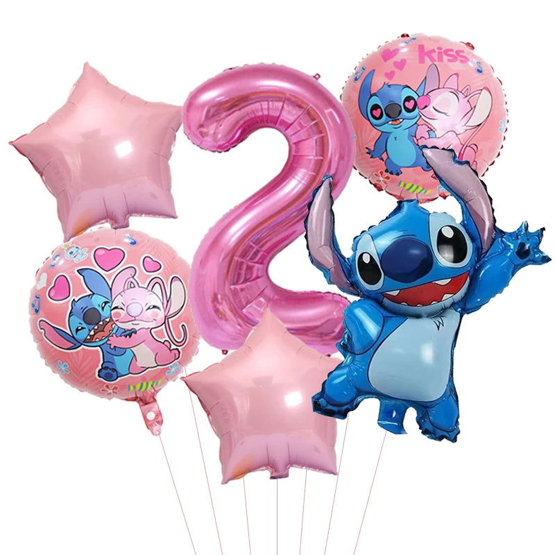 6pcs Disney Lilo & Stitch Party Balloons Stitch 32" Number Balloon set Baby Shower Birthday Party Decorations Kids Toy Gifts - Slobuy