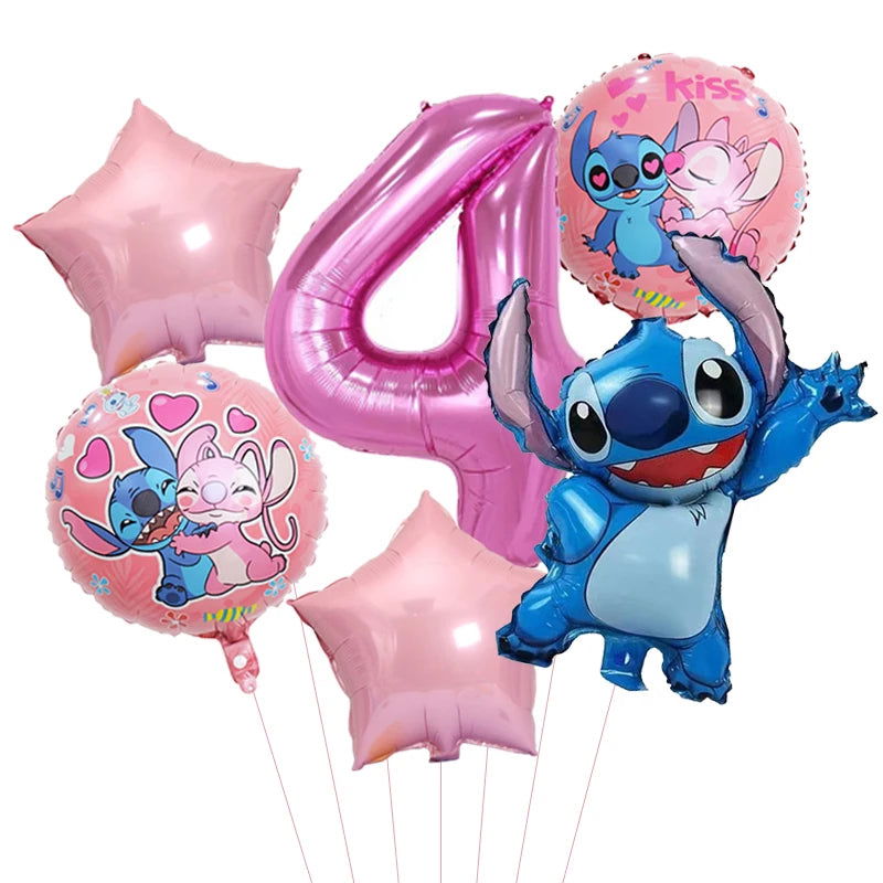 6pcs Disney Lilo & Stitch Party Balloons Stitch 32" Number Balloon set Baby Shower Birthday Party Decorations Kids Toy Gifts - Slobuy
