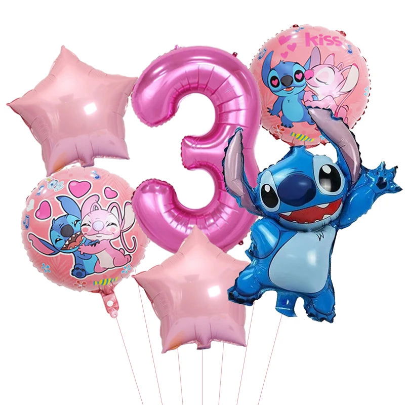 6pcs Disney Lilo & Stitch Party Balloons Stitch 32" Number Balloon set Baby Shower Birthday Party Decorations Kids Toy Gifts - Slobuy