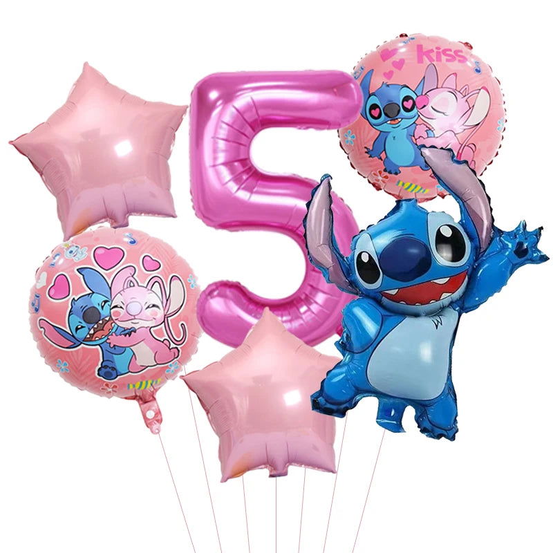6pcs Disney Lilo & Stitch Party Balloons Stitch 32" Number Balloon set Baby Shower Birthday Party Decorations Kids Toy Gifts - Slobuy
