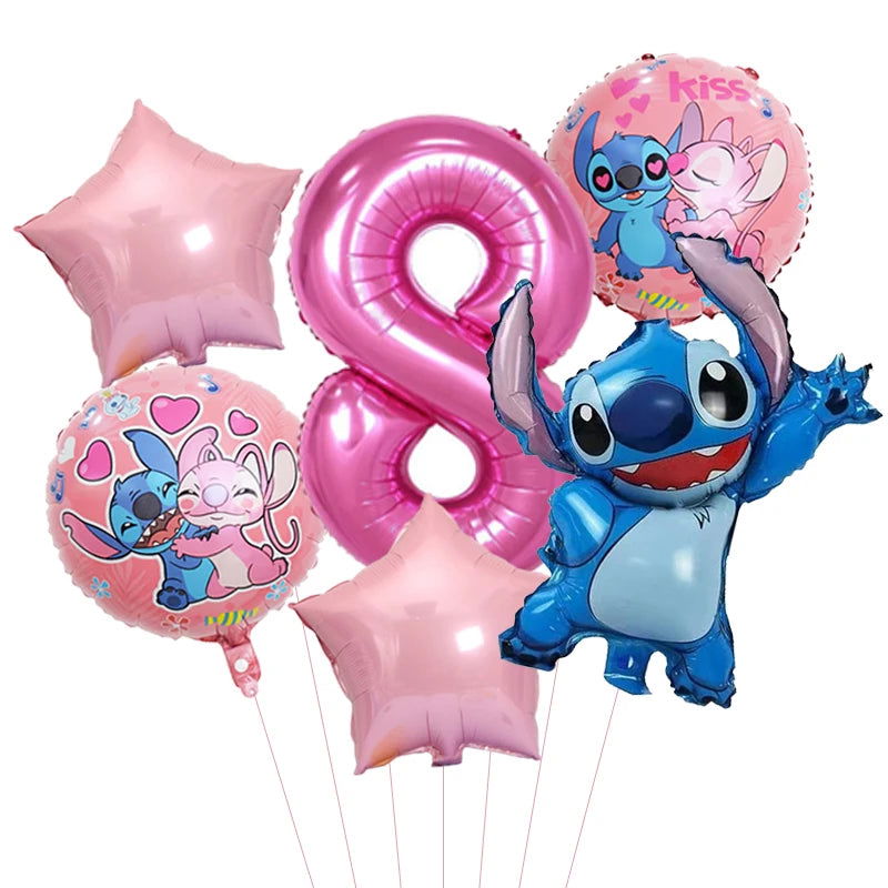 6pcs Disney Lilo & Stitch Party Balloons Stitch 32" Number Balloon set Baby Shower Birthday Party Decorations Kids Toy Gifts - Slobuy