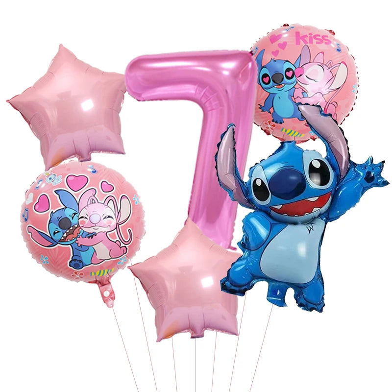 6pcs Disney Lilo & Stitch Party Balloons Stitch 32" Number Balloon set Baby Shower Birthday Party Decorations Kids Toy Gifts - Slobuy
