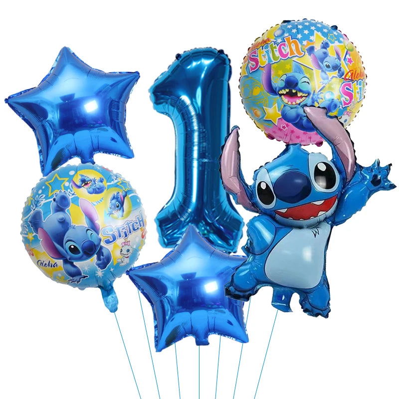 6pcs Disney Lilo & Stitch Party Balloons Stitch 32" Number Balloon set Baby Shower Birthday Party Decorations Kids Toy Gifts - Slobuy