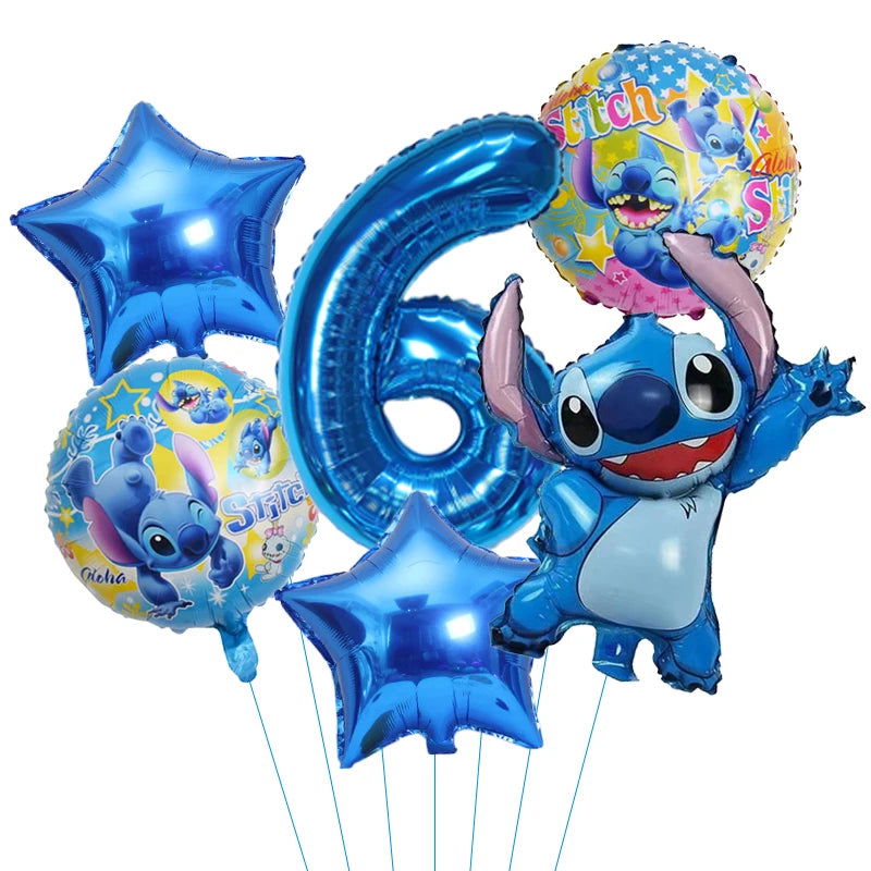 6pcs Disney Lilo & Stitch Party Balloons Stitch 32" Number Balloon set Baby Shower Birthday Party Decorations Kids Toy Gifts - Slobuy