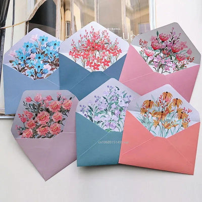 6pcs Letter Paper Set Flower Envelope Kawaii Stationery Wedding Greeting Card Envelope Invitation Envelope Set Party Supplies - Slobuy