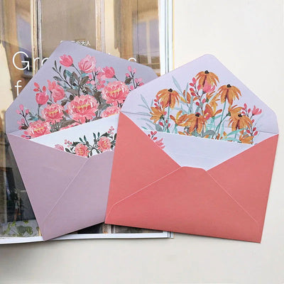6pcs Letter Paper Set Flower Envelope Kawaii Stationery Wedding Greeting Card Envelope Invitation Envelope Set Party Supplies - Slobuy