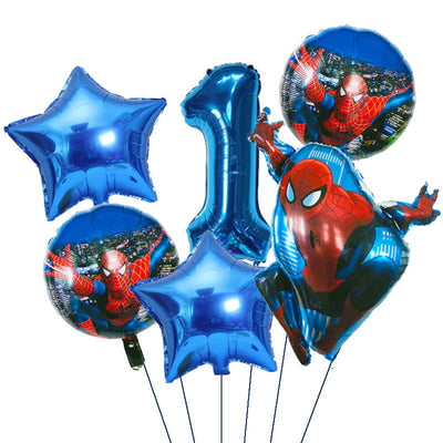 6pcs Marvel Super Hero Spiderman Foil Balloon Set children‘s Birthday Party Decoration Baby Shower Inflatable boys Toy Globos - Slobuy