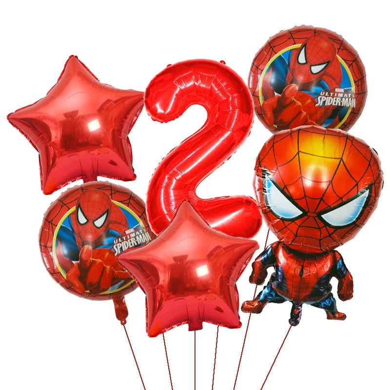 6pcs Marvel Super Hero Spiderman Foil Balloon Set children‘s Birthday Party Decoration Baby Shower Inflatable boys Toy Globos - Slobuy