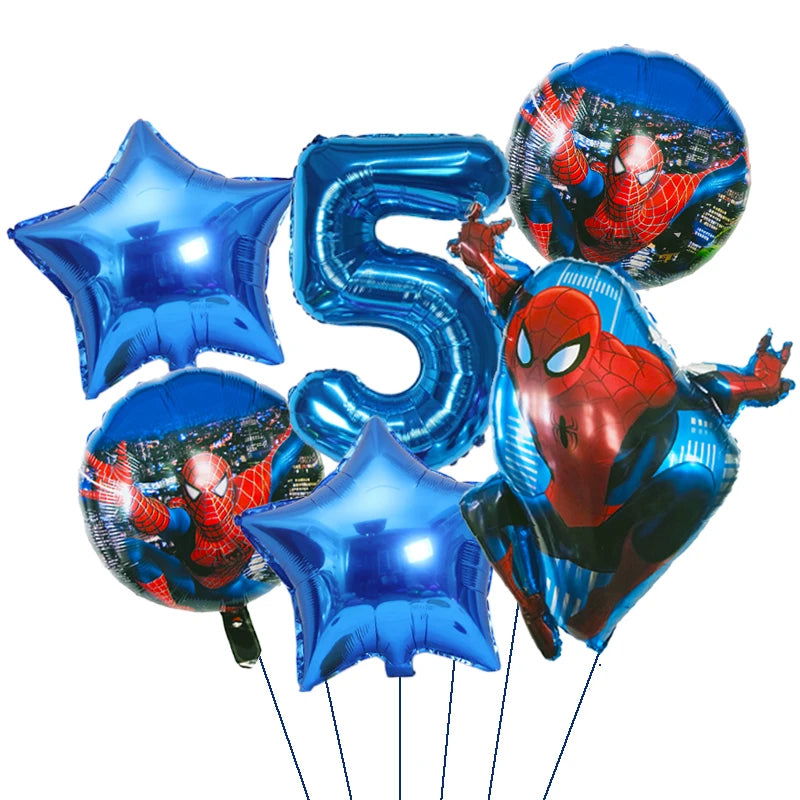 6pcs Marvel Super Hero Spiderman Foil Balloon Set children‘s Birthday Party Decoration Baby Shower Inflatable boys Toy Globos - Slobuy