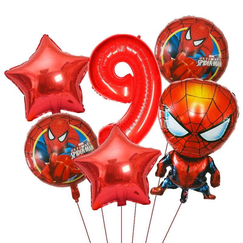 6pcs Marvel Super Hero Spiderman Foil Balloon Set children‘s Birthday Party Decoration Baby Shower Inflatable boys Toy Globos - Slobuy