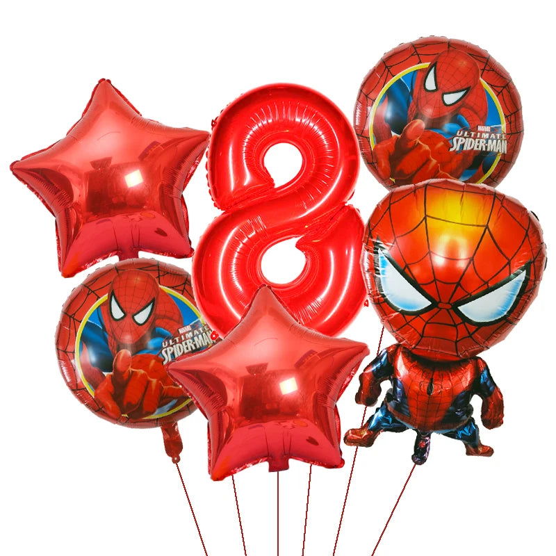 6pcs Marvel Super Hero Spiderman Foil Balloon Set children‘s Birthday Party Decoration Baby Shower Inflatable boys Toy Globos - Slobuy
