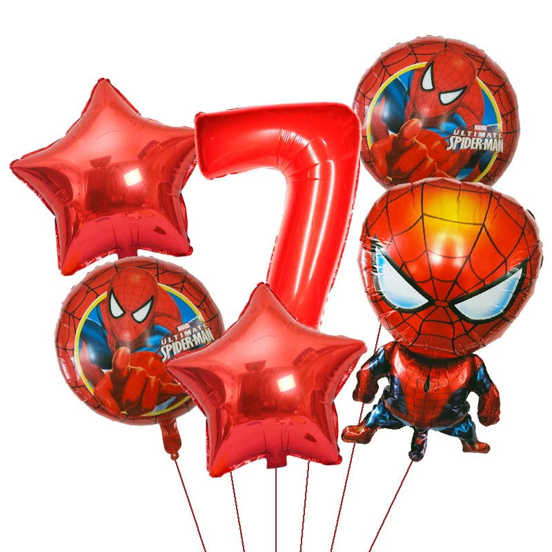6pcs Marvel Super Hero Spiderman Foil Balloon Set children‘s Birthday Party Decoration Baby Shower Inflatable boys Toy Globos - Slobuy