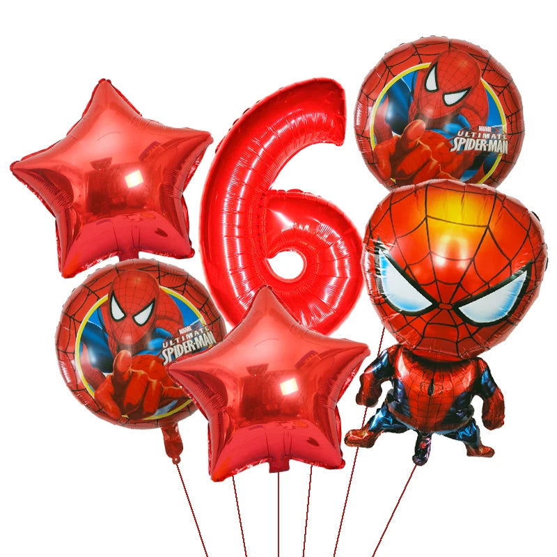 6pcs Marvel Super Hero Spiderman Foil Balloon Set children‘s Birthday Party Decoration Baby Shower Inflatable boys Toy Globos - Slobuy