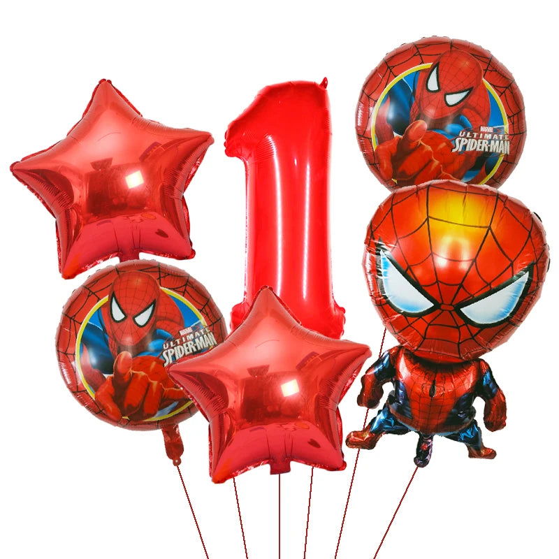 6pcs Marvel Super Hero Spiderman Foil Balloon Set children‘s Birthday Party Decoration Baby Shower Inflatable boys Toy Globos - Slobuy