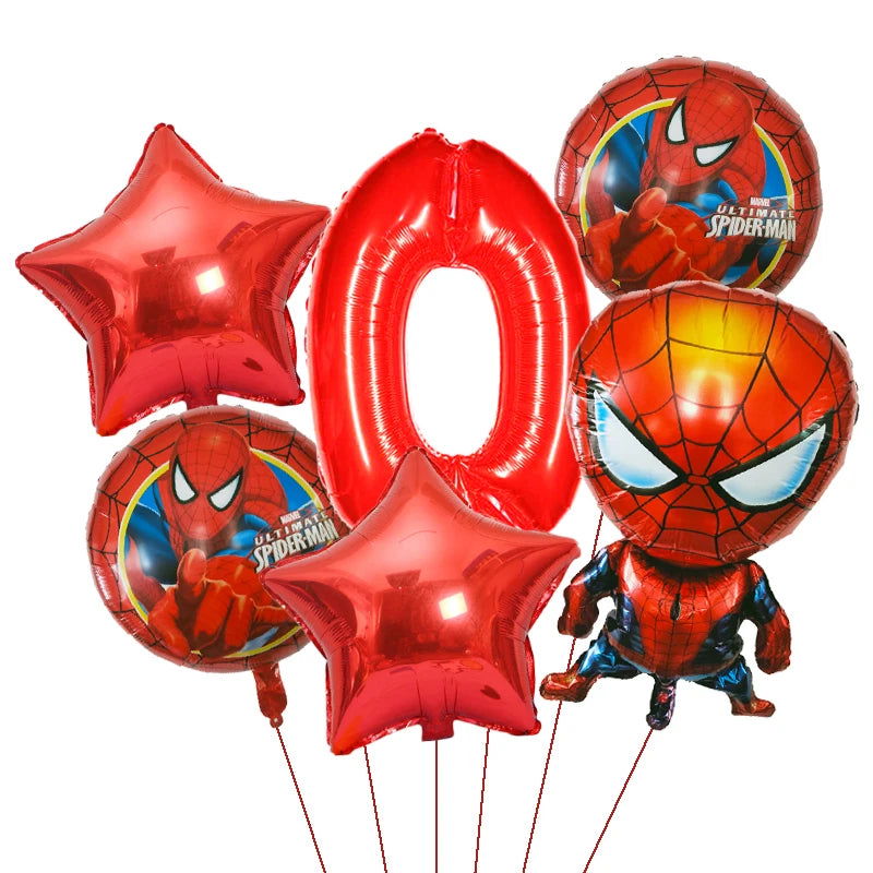 6pcs Marvel Super Hero Spiderman Foil Balloon Set children‘s Birthday Party Decoration Baby Shower Inflatable boys Toy Globos - Slobuy