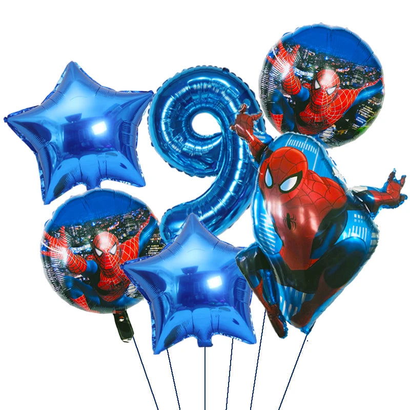 6pcs Marvel Super Hero Spiderman Foil Balloon Set children‘s Birthday Party Decoration Baby Shower Inflatable boys Toy Globos - Slobuy