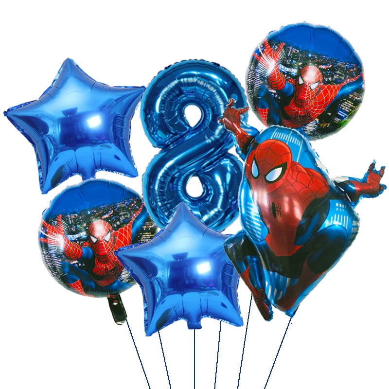 6pcs Marvel Super Hero Spiderman Foil Balloon Set children‘s Birthday Party Decoration Baby Shower Inflatable boys Toy Globos - Slobuy