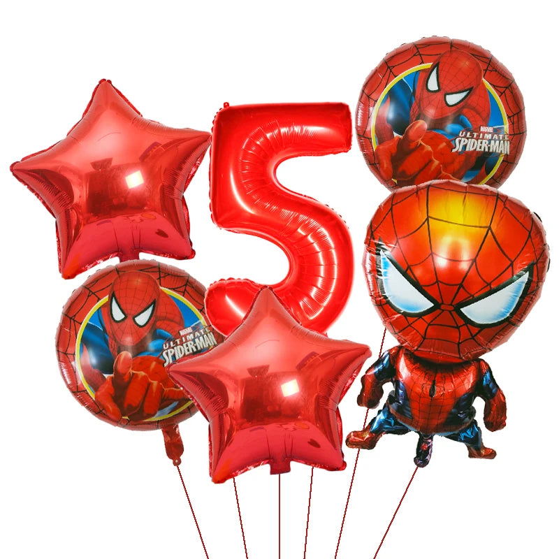 6pcs Marvel Super Hero Spiderman Foil Balloon Set children‘s Birthday Party Decoration Baby Shower Inflatable boys Toy Globos - Slobuy