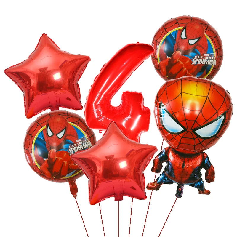 6pcs Marvel Super Hero Spiderman Foil Balloon Set children‘s Birthday Party Decoration Baby Shower Inflatable boys Toy Globos - Slobuy