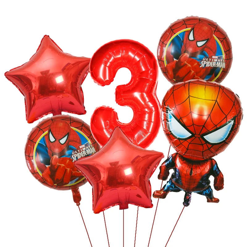6pcs Marvel Super Hero Spiderman Foil Balloon Set children‘s Birthday Party Decoration Baby Shower Inflatable boys Toy Globos - Slobuy
