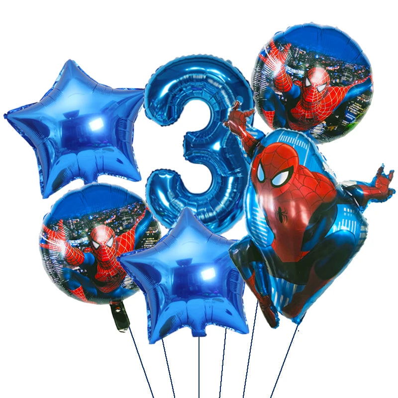 6pcs Marvel Super Hero Spiderman Foil Balloon Set children‘s Birthday Party Decoration Baby Shower Inflatable boys Toy Globos - Slobuy