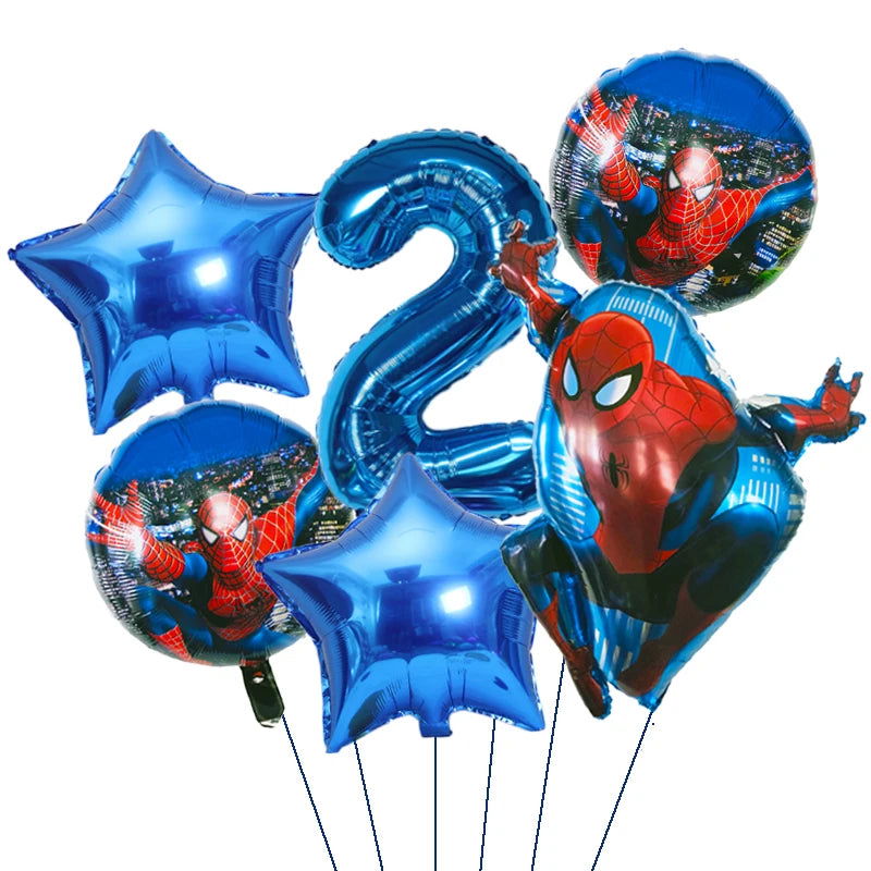 6pcs Marvel Super Hero Spiderman Foil Balloon Set children‘s Birthday Party Decoration Baby Shower Inflatable boys Toy Globos - Slobuy