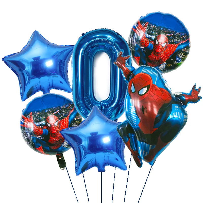 6pcs Marvel Super Hero Spiderman Foil Balloon Set children‘s Birthday Party Decoration Baby Shower Inflatable boys Toy Globos - Slobuy