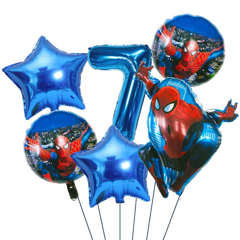 6pcs Marvel Super Hero Spiderman Foil Balloon Set children‘s Birthday Party Decoration Baby Shower Inflatable boys Toy Globos - Slobuy