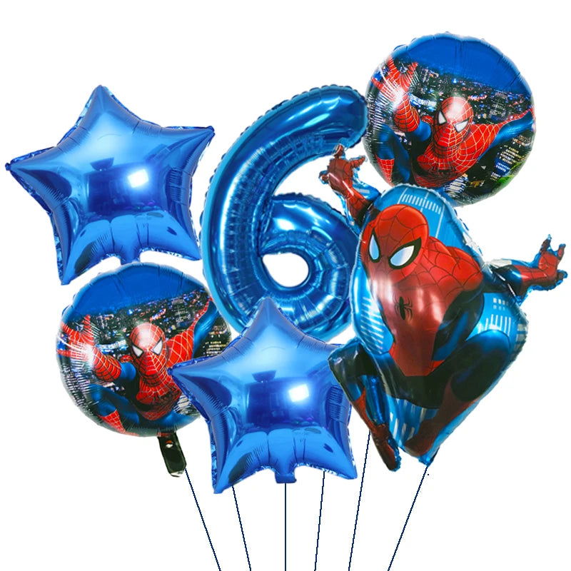 6pcs Marvel Super Hero Spiderman Foil Balloon Set children‘s Birthday Party Decoration Baby Shower Inflatable boys Toy Globos - Slobuy