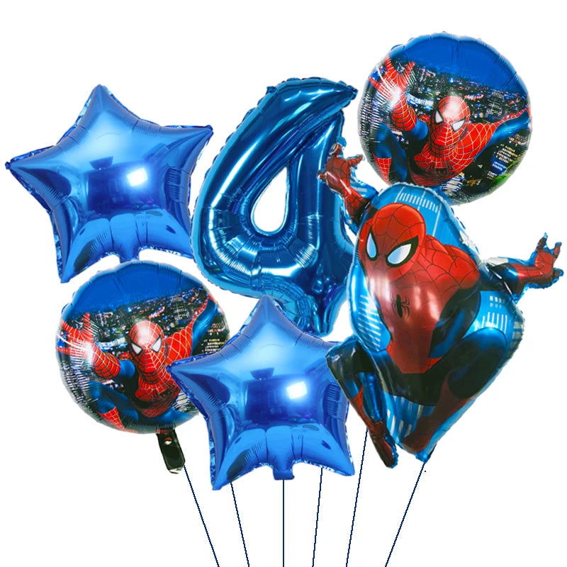 6pcs Marvel Super Hero Spiderman Foil Balloon Set children‘s Birthday Party Decoration Baby Shower Inflatable boys Toy Globos - Slobuy