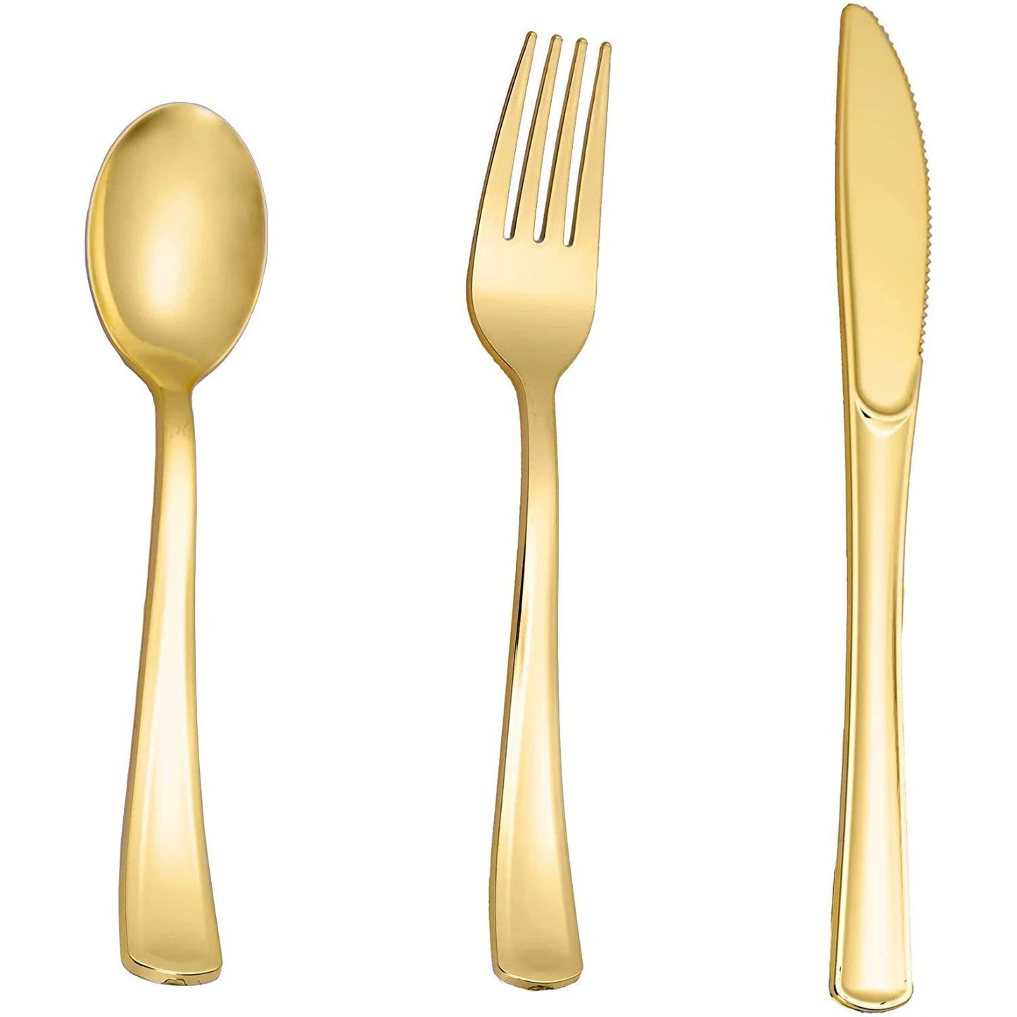 75 Pieces Gold Plastic Silverware- Party Flatware Set-Heavyweight Plastic Cutlery- Includes 25 Forks, 25 Spoons, 25 Knives - Slobuy