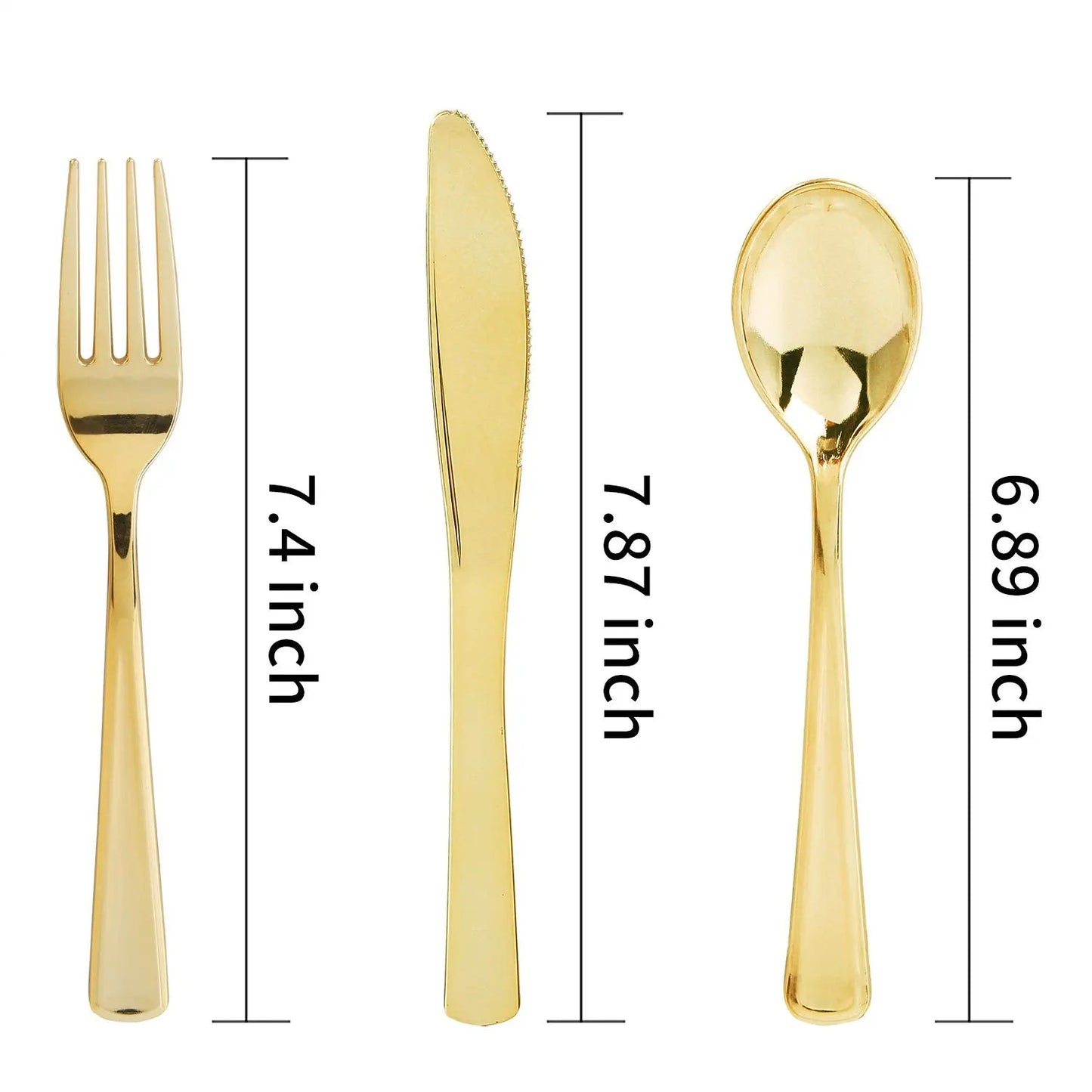 75 Pieces Gold Plastic Silverware- Party Flatware Set-Heavyweight Plastic Cutlery- Includes 25 Forks, 25 Spoons, 25 Knives - Slobuy