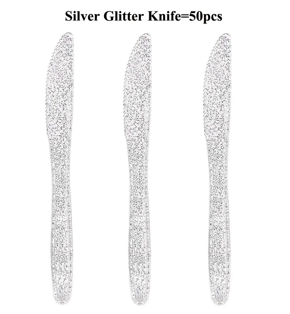 75 Pieces Gold Plastic Silverware- Party Flatware Set-Heavyweight Plastic Cutlery- Includes 25 Forks, 25 Spoons, 25 Knives - Slobuy