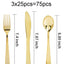 75 Pieces Gold Plastic Silverware- Party Flatware Set-Heavyweight Plastic Cutlery- Includes 25 Forks, 25 Spoons, 25 Knives - Slobuy